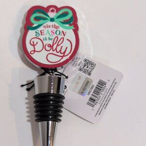 NWT  Dolly Parton Wine Bottle Stopper Two Sided Design Christmas Holiday Time